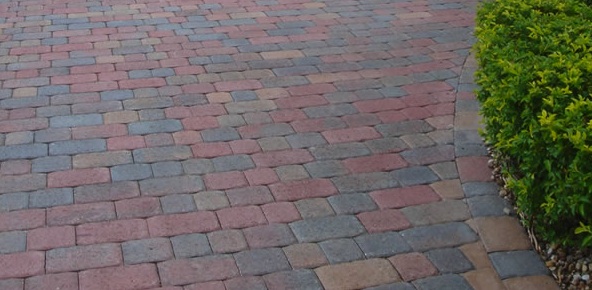 red tan charcoal pavers driveway