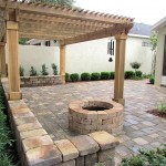 tremron stonehurst sierra pavers with firepit and seating wall